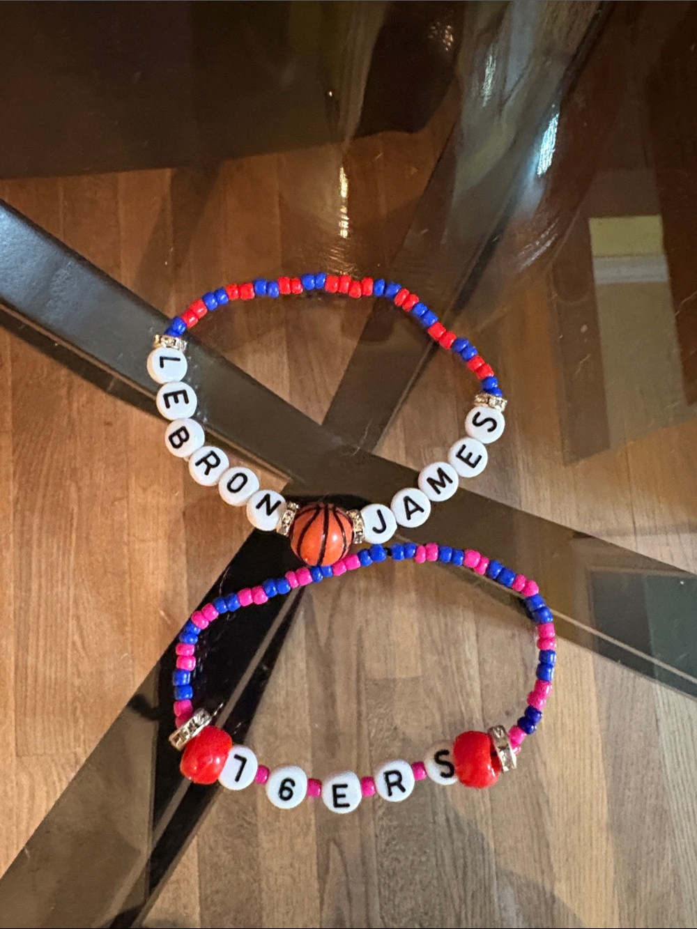 LeBron James Beaded Bracelet Red & Blue Sixers